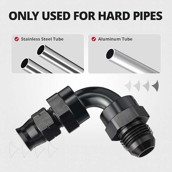EVIL ENERGY 8AN Male to 3/8" Hardline Compression Fitting Adapter 90 Degree Aluminum Black