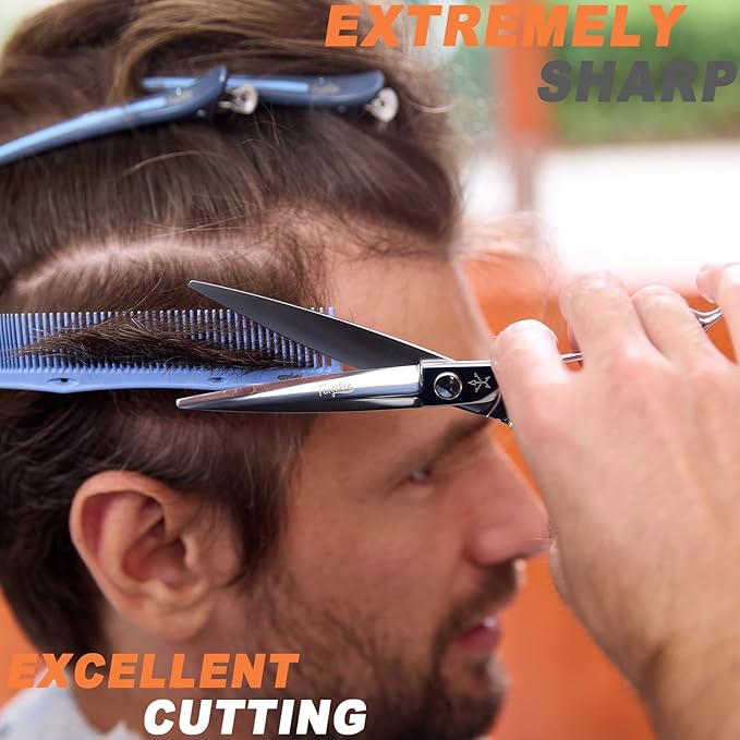 High-end Professional Extremely Very Sharp Barber Hair Cutting Scissors Hairdresser Shears For Hair 6.75 Inch Haircut Scissor Made Of Stainless Steel For Hairdressing Salon and Home Use