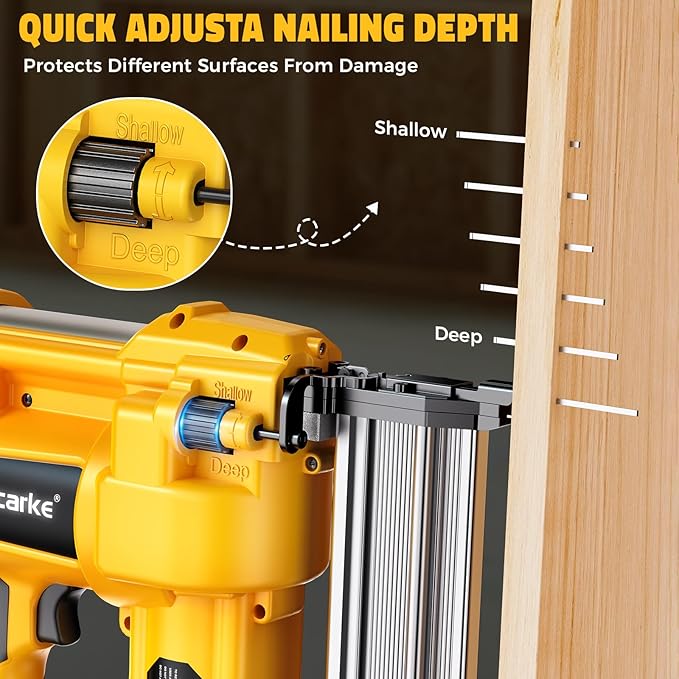 Cordless 2" Brad Nailer Compatible with DeWalt 20V Battery(No Battery), Ecarke 2 in 1 Electric Nail Gun Staple Gun with 18GA Nails/Staples, Battery Power Nail Gun for Trim Wood Crafting Home Carpentry