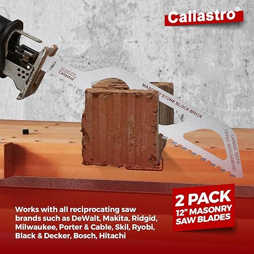 12-Inch Brick, Masonry, Porous Concrete, Engineered Stone Cutting Reciprocating Saw Blade - 2 Pack