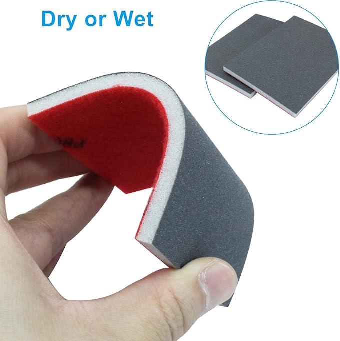 20Pcs 800 Grit Sanding Sponge, 4" x 3" Soft and Cozy Sponge Wet Dry Sandpaper, Ultra Fine Grit Sanding Sponge for Smooth Finishing