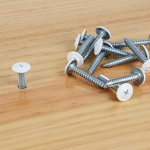 120 PCS #8 Phillips Truss Head White Wood Screw Assortment - Self-Tapping Fasteners for Wall Plates & Woodworking (1/2", 3/4", 1") with Screwdriver Bit