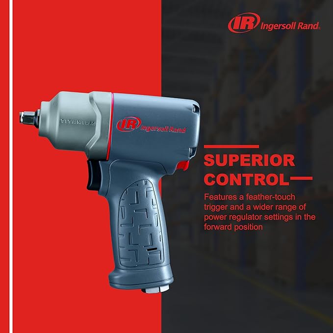 Ingersoll Rand 2115TiMAX 3/8" Air Impact Wrench, 300 ft-lbs Torque, Titanium Hammer Case, Friction Ring Retainer, Pistol