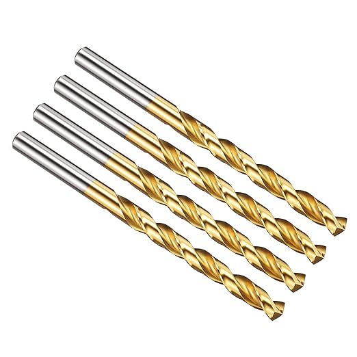 PATIKIL 6.5mm Drill Bit, M42 8% Cobalt High-Speed Steel Jobber Straight Shank 135° Titanium Nitride (TiN) Coated for Hard Metal Stainless Steel - 4 Pack