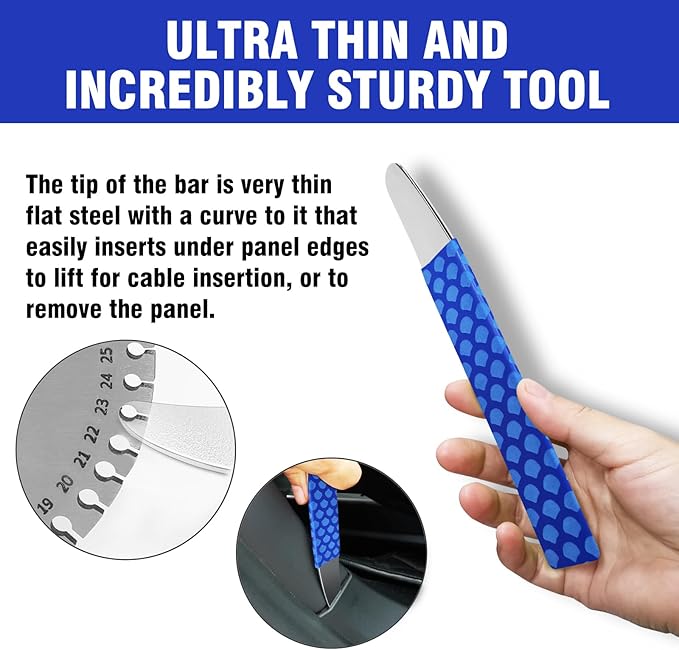 4140 Steel Pry Tool, Auto Trim Removal Tool Pry Bar for Vehicle Door Panel, Audio Radio Panel, Dashboard Repair Upholstery Tool, Pack of 1 Blue