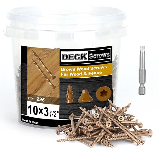 Deck Screws #10 x 3-1/2?쇺? T25 Star Torx Drive Flat Head Wood Screws, Brown, 5lb