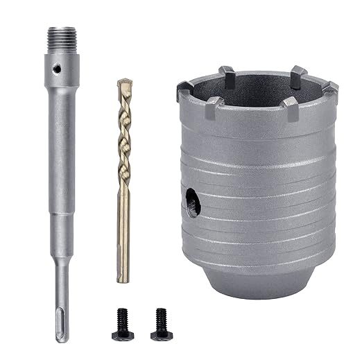 73mm (2-7/8 inch) Concrete Hole Saw with 220mm SDS Plus Shank Connecting Rod, Tungsten Carbide Teeth (7.7mm x 4mm) Cement Hole Saw for Concrete Cement Brick Wall Stone (73mm (2-7/8 inch)