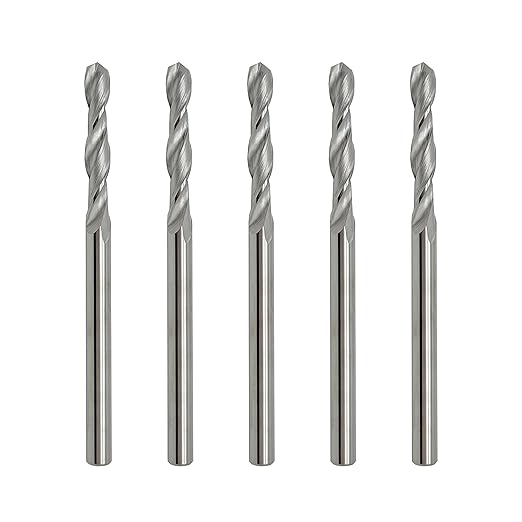 LUMN 5/32" Solid Carbide Jobber Drill Bits with Straight Shank and 118째 Point Angle, Made from Tungsten Carbide Material,5-Pieces