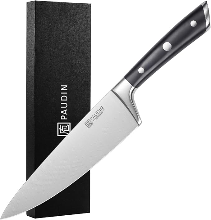 PAUDIN 8-Inch Chef's Knife ??Ultra-Sharp High Carbon Stainless Steel Blade, Ergonomic Handle, Professional Quality Kitchen Knife in Gift Box for Home & Restaurant Use