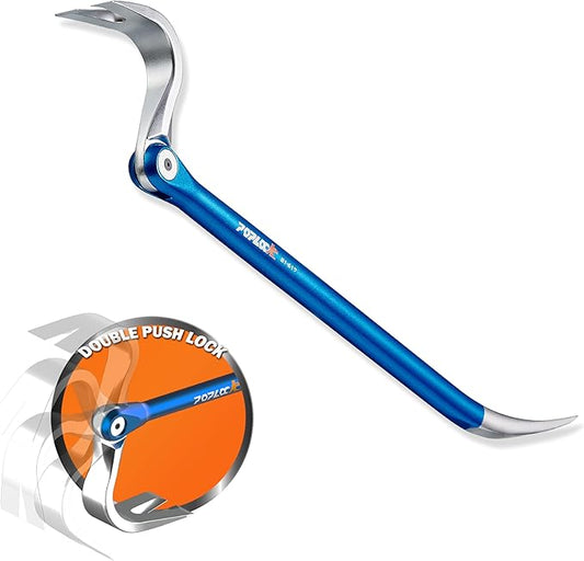 POPLOCK 17-Inch Indexing Nail Puller & Flat Pry Bar | V-Claw Cat?셲 Paw, 11 Locking Angles, Cr-V/Cr-Mo Alloy Steel, Non-Slip Handle for Roofing, Framing & Woodworking