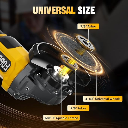 Cordless Angle Grinder, 4-1/2 Inch Power Grinder Tools Compatible with Dewalt 20V MAX Battery, 3 Speed Power Cordless Grinder for Metal Grinding, Cutting, Rust Removal (Battery Not Included)