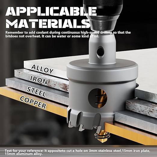 Hole Saw 8 PCS, Hole Saw for Metal, TCT Hole Cutter, 6Drill Saws with 2* Extra Pilot Center Bits, 2* Springs for Metal, Iron and Stainless Steel, Hard Materials