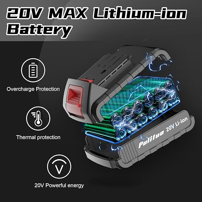 PULITUO Cordless Drill Set, 20V Electric Power Drill with Battery And Charger, 30N.m and 21+1 Torque, 2 Variable Speeds, with 59pcs Drill Driver Bits Kit, Screws Set竊?Red)