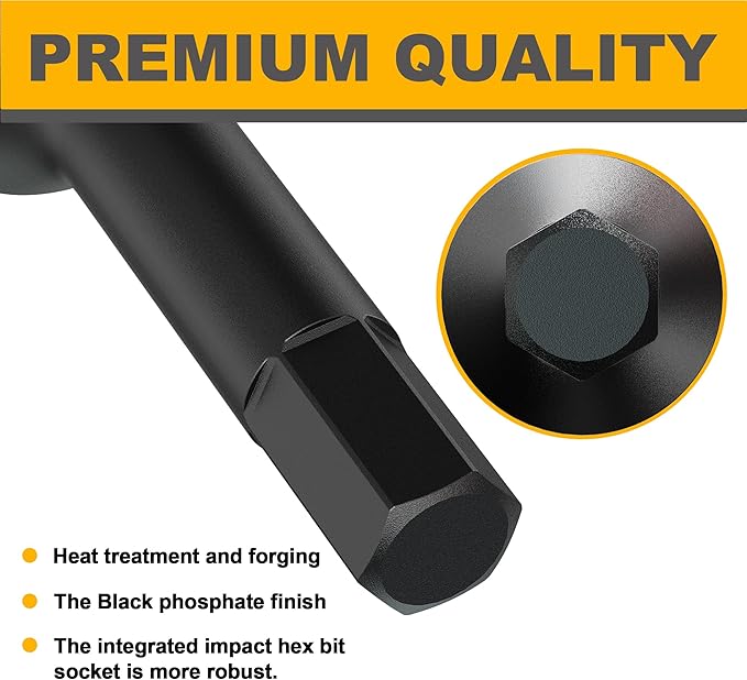 1/2" Drive H3/8-Inch Impact Hex Bit Socket, SAE Allen Bit Socket, Cr-Mo Steel, Removing Loosening Hexagon Bolts