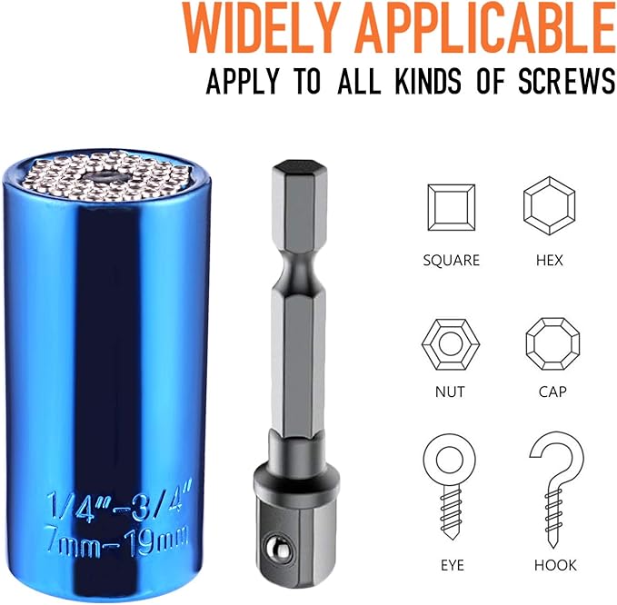 Universal Socket, Gifts for Dad from Daughter Son - Christmas Gifts for Men, Father/Dad, DIY Handyman, Husband, Guys, Boyfriend, Him, Unique Tools for Men (7-19mm) Power Drill Adapter