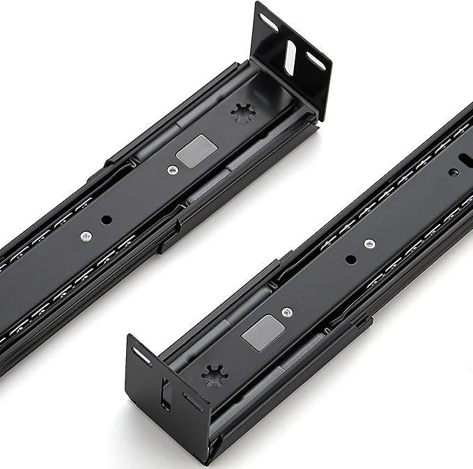 5 Pairs - 10 Pack Black Heavy Duty Rear Mount Brackets for Soft Close Cabinet Drawer Slides, Metal Replacement Part for Full Extension Ball Bearing Side Mount Drawer Track Guide
