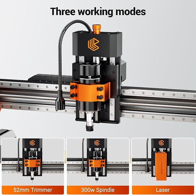 Artsian 01 CNC Router Machine 12000 RPM 300W GRBL Control 3-Axis Engraving 0.1mm Accuracy Spindle Laser Mode Switch Industrial Workrange 16.53''x16.53''x3.54'' Engraver 98% Pre-Assembled