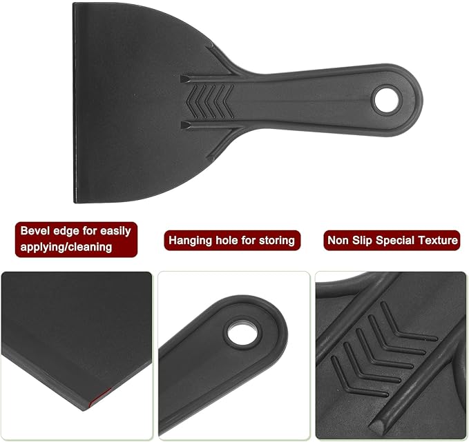HARFINGTON 5pcs Putty Scraper 4" Width 6mm Thin Flexible Plastic Putty Knives for Taping Drywall Spreading Painting Wall Scratching
