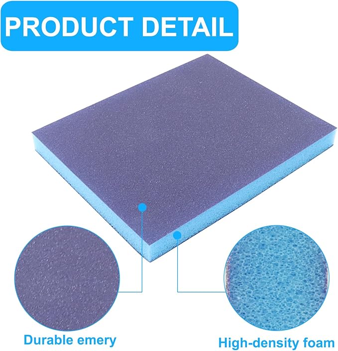 8 Pack Sanding Sponge, 220 Grit Washable and Reusable Sanding Blocks for Wood, Metal, Drywall, and More, Ideal for Flat and Irregular Surfaces, Robust and Versatile for Wet or Dry Use