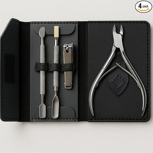 UM Supplies Cuticle Trimmer | Professional Cuticle Nipper With 2 Pushers, Nail Cutter + Pouch | Travel Set | Pedicure Manicure Nail Care Tool Stainless Steel (Jaw 5mm Double Spring)