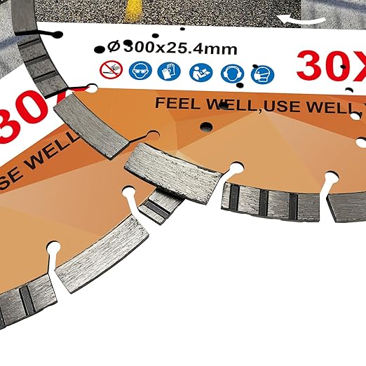 FEWELL 14" Asphalt Diamond Saw Blade/Concrete Diamond Blade,Multi-Purpose Diamond Blade for Hard Reinforced Concrete Asphalt Masonry Stone Terrazzo, Laser-Welded Segmented, 1"-20mm Arbor