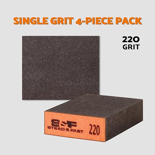 Sanding Sponge 220 Grit 4 Pcs, Coarse Medium Fine Sanding Block, Sander Sponges for Drywall Metal, Sandpaper Sponge Sanding Blocks for Wood by S&F STEAD & FAST
