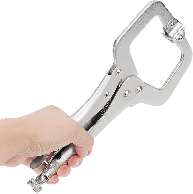 JOIKIT 6PCS 11 Inch C-Clamp Locking Pliers, Welding Pliers, C-Clamp with Swivel Pads, Vise Grip for Carpentry, Welding, Electrical Equipment