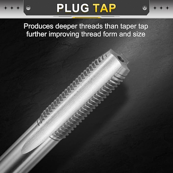 uxcell Hand Plug Tap M9 x 1 H2 Metric Thread Plug Style Taps Straight Flute Screw Tapping Threading Tool 9CrSi Alloy Tool Steel