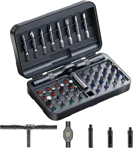 42 in 1 Magnetic Screwdriver Set, 2025 New Ratchet Precision Screwdriver Set, Multi Bit Magnetic Drive Set with Detachable Ratchet Handle, Portable Repair Tool Kit for Repair and Installation