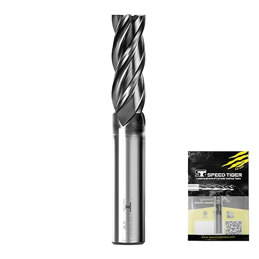 SPEED TIGER EISE 5/16" Carbide Square End Mill - 4 Flutes Milling Bits Set for Alloy Steels, Hardened Steels, Aluminum, Copper, Cast Iron, HRC 50 Deg AlTiN Coating, CNC Router Bits (1pc)