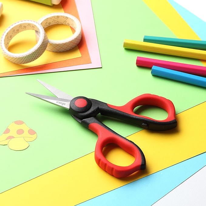 LIVINGO 4.5??Small Sharp Embroidery Scissors, Precise Detail Pointed Tip Stainless Steel Shears for Cutting Fabric, Needlework Thread Yarn Craft Sewing, Scrapbook, Paper, 2 Pack Red/Black