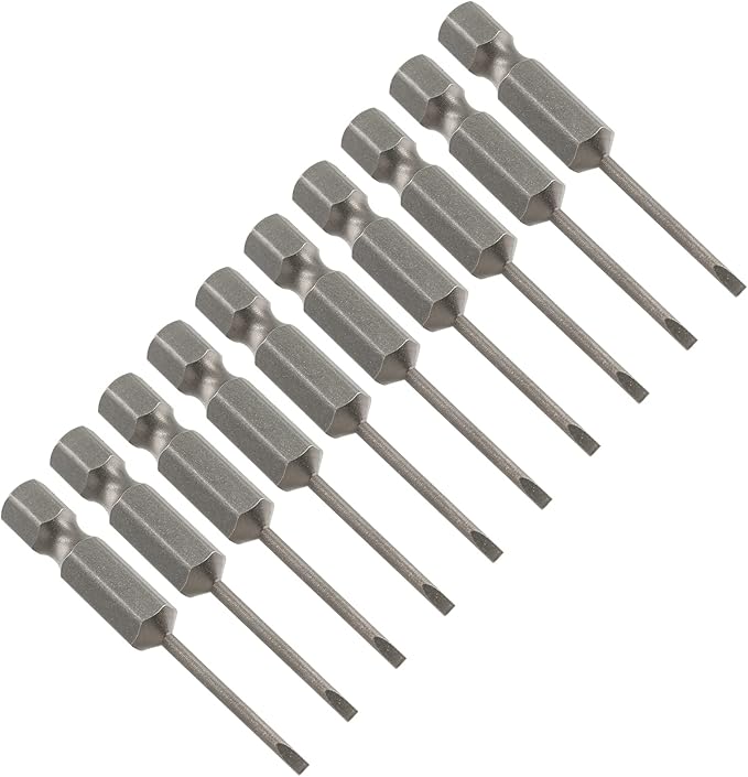 10 Pcs SL2 Magnetic Slotted Screwdriver Bits S2 Steel Flat Head Screwdriver Bits with 1/4 Inch Hex Shank, 2 Inch Length
