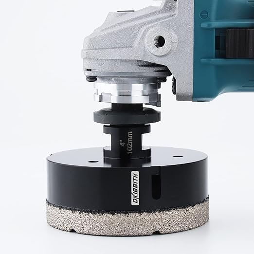 DKIBBITH 4 inch Diamond Hole Saw, 102mm Hole Saw for Concrete Brick Masonry Block Granite Tiles Quartzite Marble Porcelain Ceramic Stones with Female 5/8-11 Thread Fit Most Angle Grinders, Black