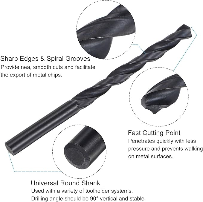uxcell Tap and Drill Bit Set, 3/8-16 UNC Thread Tap & 5/16" Black Oxide Twist Drill Bit, Straight Flute Tap Tapping Threading Repair Tool Kit