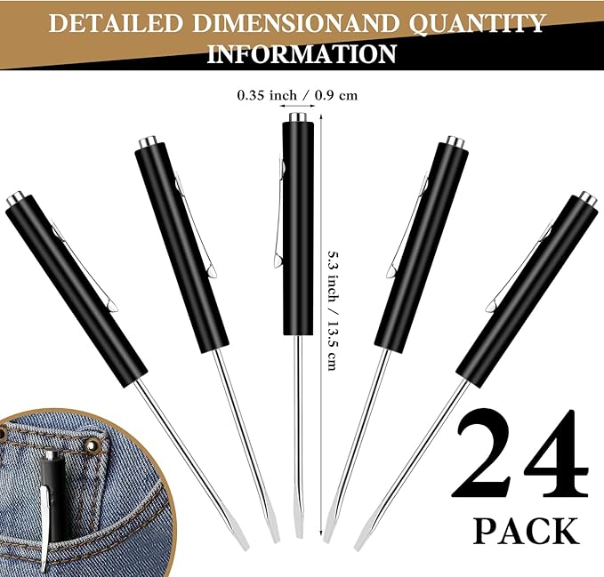 24 Pcs Pocket Screwdriver Mini Tops and Pocket Screwdriver with Magnet for Mechanical Electrician Technician Repair Tool (Black)