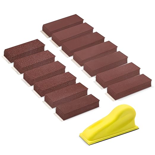 131Pcs Micro Sander Kit, 3.5??x 1??Detail Hand Sander for Crafting,Mini Sandpaper Assortment of 40-1000 Grit for Small Projects DIY Crafts Wood Metal Polishing Tight Narrow Spaces