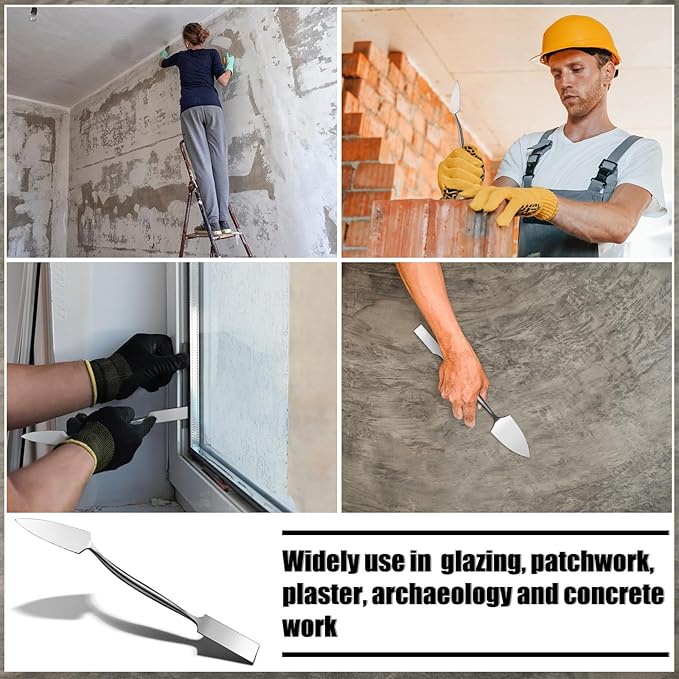 5/8" Trowel And Square Masonry Tools Forged Steel Trowel Concrete Tool Ornamental Stucco Tool Long-lasting Masonry Plaster Spatula for Glazing, Patch Work, Plaster, and Archeology