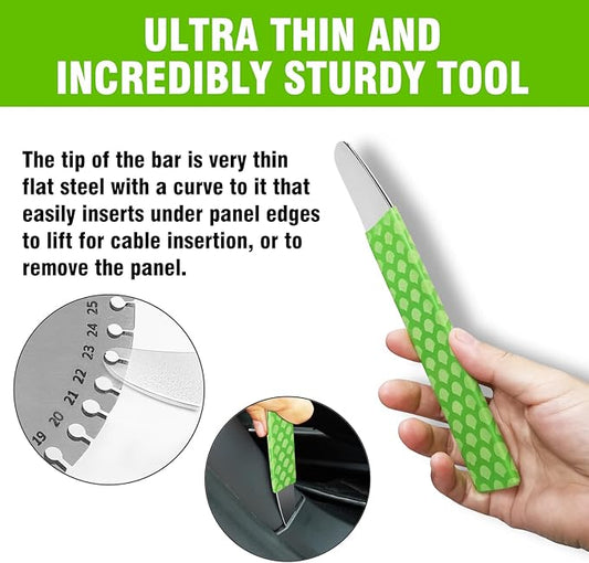 4140 Steel Pry Tool, Auto Trim Removal Tool Pry Bar for Vehicle Door Panel, Audio Radio Panel, Dashboard Repair Upholstery Tool, Pack of 1 Green