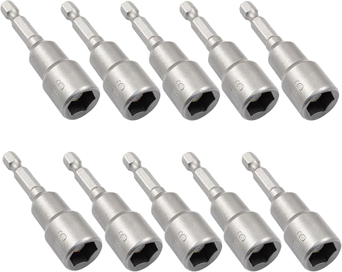 Litoexpe 10 Pcs 7/16 Inch Hex Magnetic Power Hex Nut Driver Magnetic Extension Socket Drill Bit Set, Quick Change Socket Nut Impact Driver for Electric Drill
