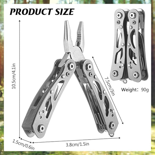 Lasnten 12 Pcs Small Multitool Pliers, Christmas Gifts for Men Stainless Steel Small Multitool Mini Pliers Foldable Knife, Bottle Opener, Screwdriver Apply to Survival, Camping, Dad Gifts (Grey)