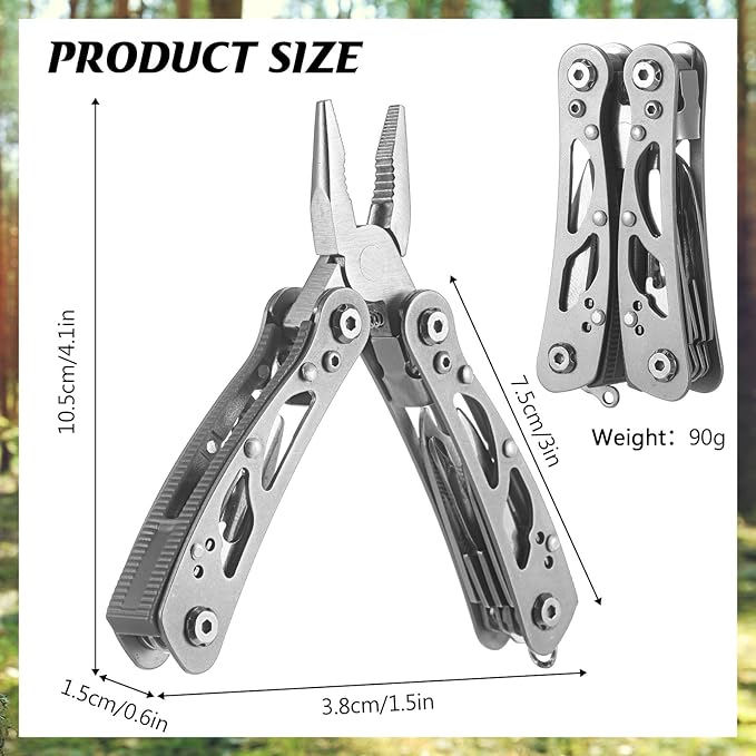 Lasnten 6 Pcs Small Multitool Pliers, Christmas Gifts for Men Stainless Steel Small Multitool Mini Pliers Foldable Knife, Bottle Opener, Screwdriver Apply to Survival, Camping, Dad Gifts (Grey)