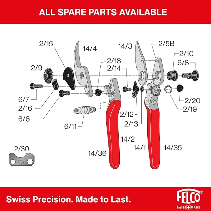 Felco F 14 Pruning Shears ??7.1" Garden Clippers for Small Hands with Bypass & Anvil Blades | Hand Pruners for Gardening | Garden Tool Cutter with Forged Alloy Steel Build, Lightweight Swiss Design