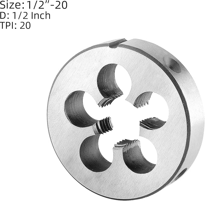 Burkit 1/2"-20 UNF Tap and Die Set, 1/2 x 20 UNF Machine Thread Tap and Round Die Right Hand