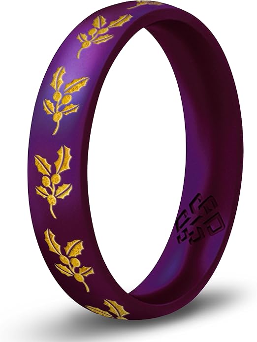 Knot Theory Birth Flower Silicone Ring for Women - 4mm Comfort Fit Wedding Band Engagement Ring