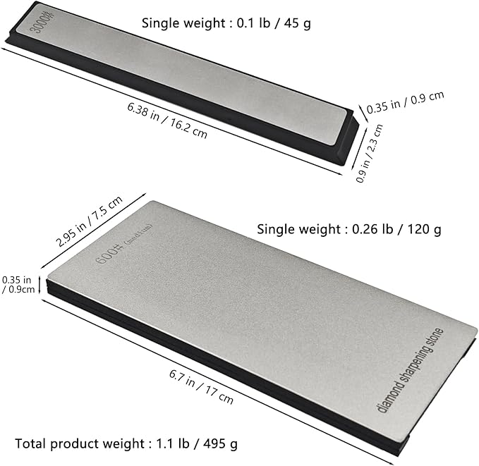 Diamond Sharpening Stone Set, Coarse/Medium/Extra Fine, 240/400 /600/1000 /1200/3000 Grit Knife Sharpener, 2 Sizes Whetstone Tool with Non-Slip Base, Diamond Plate Honing Stone, Hone Sharpener