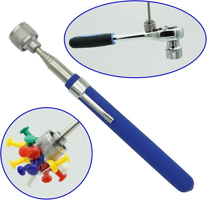 GUTIMORE Magnetic Pickup Tool Set,Pack of 2, Flexible Magnetic Pickup 2LB,Telescoping Magnet Pickup 10LB,Strong Magnet for Hard to Reach Keys,Bolts,Nuts and Screws for Car and Home