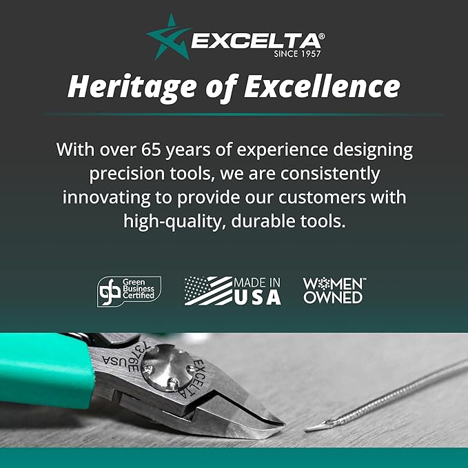 Excelta Stainless Steel Pliers, Gentle Spring Mechanism, Smooth Jaws, Ergonomic Anti-Static & Cushioned Grip, Precision Tool, 5.75" Length, Intermediate