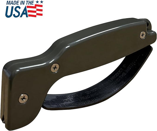 AccuSharp Knife Sharpener, Ergonomic Comfortable Handle, Compact & Easy to Use, Restore and Hone Straight & Serrated Knives, OD Green