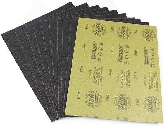 MAXAMN 60 Grit Sandpaper, Wet Dry Sandpaper Sheets 9 x 11 Inches, Silicon Carbide Abrasive Sand Paper for Wood Furniture Finishing, Metal Sanding, Automotive Polishing, DIY Projects, 10 Sheets