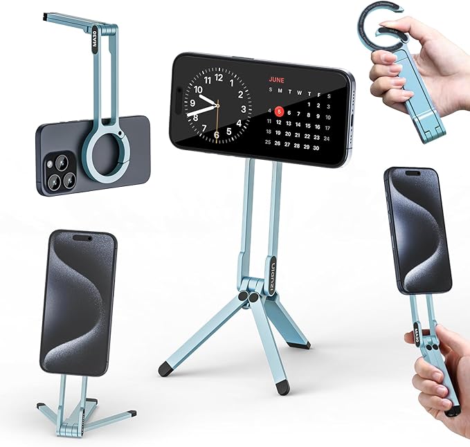ULANZI MA30 Magnetic Phone Tripod Stand for iPhone, Aluminium Maglock Smartphone Mini Tripod Pocket Cell Phone Stand Strong Magnet Compatible with iPhone 17 16 15 14 13 12 Series, Mint Green